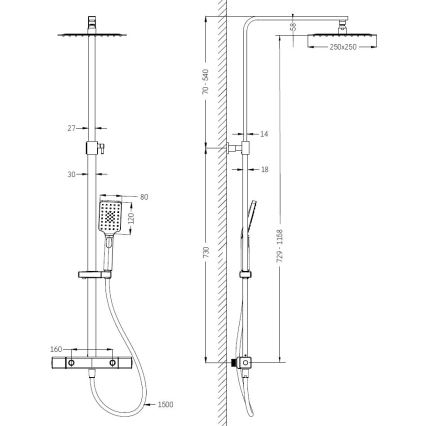 BATH DELUXE 31-120-08-60-00 - Duschset mit thermostatischem Mischbatterie NAESBY in glänzendem Chrom