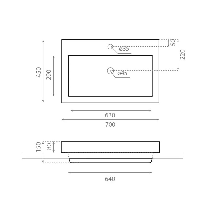 Bathco 0023 - Einbauwaschbecken MANCHESTER 70x45 cm Porzellan/weiß