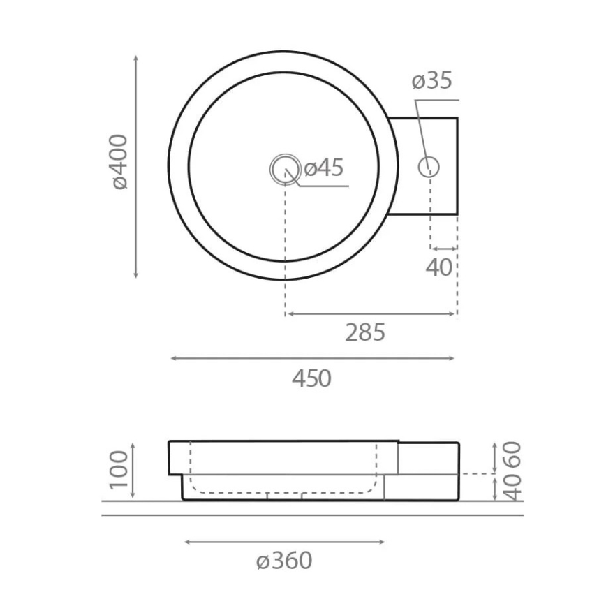 Bathco 00339 - Aufsatzwaschbecken ICONO 40x45 cm Stein/Grau