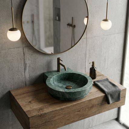 Bathco 00339 - Aufsatzwaschbecken ICONO 40x45 cm Stein/Grau