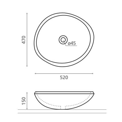 Bathco 00393 - Aufsatzwaschbecken RIO 52x47 cm Stein/Grau