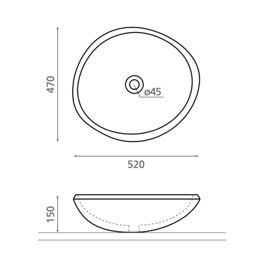 Bathco 00393 - Aufsatzwaschbecken RIO 52x47 cm Stein/Grau