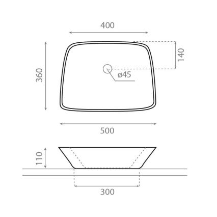 Bathco 0091 - Aufsatzwaschbecken ANABEL 50x36 cm Porzellan/weiß