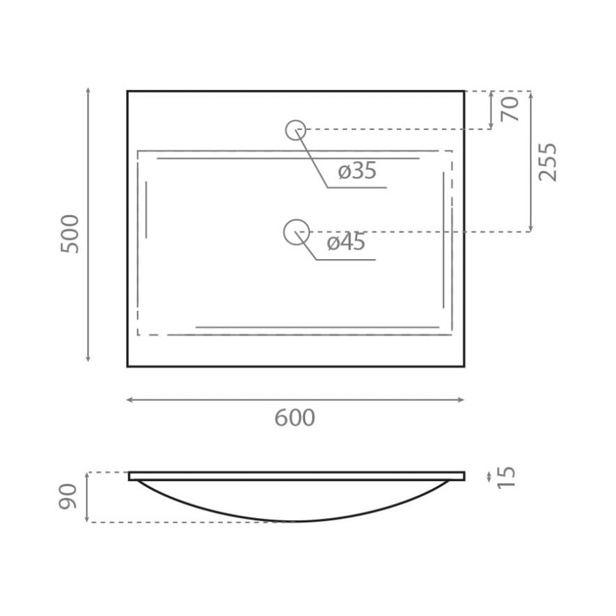 Bathco 0507 - Einbauwaschbecken MONACO 60x50 cm Harz/Weiß
