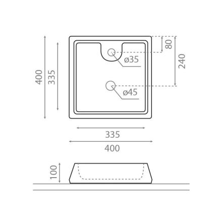 Bathco 4003 - Aufsatzwaschbecken GALICIA 40x40 cm Porzellan/weiß