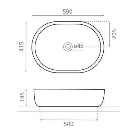 Bathco 4037 - Aufsatzwaschbecken TOULOUSE 59 x 41,5 cm Porzellan/weiß