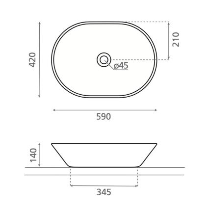 Bathco 4038 - Aufsatzwaschbecken TOULOUSE 59x42 cm Porzellan/weiß