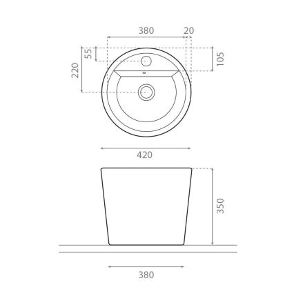 Bathco 4057 - Aufsatzwaschbecken FLORENCIA Ø 42 cm Porzellan/weiß