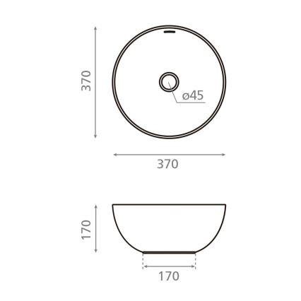 Bathco 4131 - Aufsatzwaschbecken BARI Ø 37 cm Porzellan/weiß