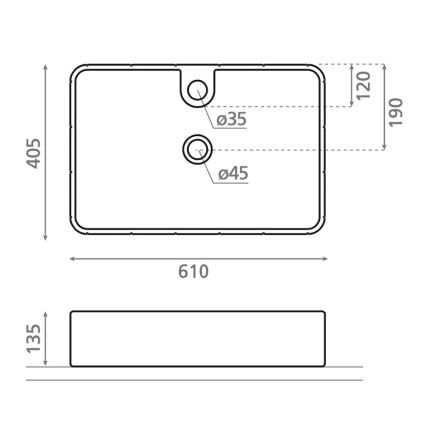 Bathco 4161 - Aufsatzwaschbecken CIRCUS 61x40,5 cm Porzellan/beige
