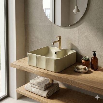 Bathco 4162 - Aufsatzwaschbecken CIRCUS 40 x 40 cm Porzellan/beige