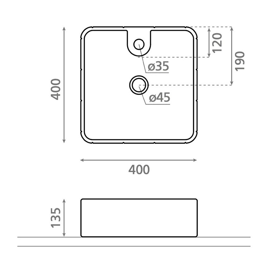 Bathco 4163 - Aufsatzwaschbecken CIRCUS 40x40 cm Porzellan/weiß