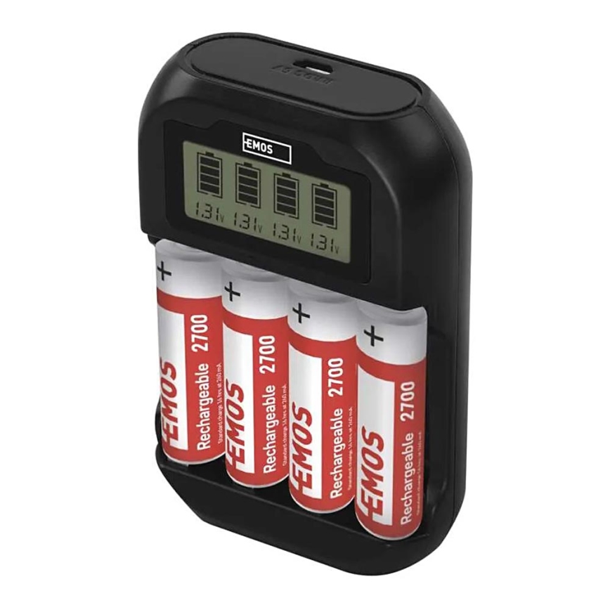 Batterieladegerät mit LCD-Display 4xAA/AAA 5V