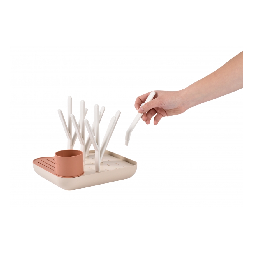 Beaba - Abtropfgestell für Flaschen beige/orange