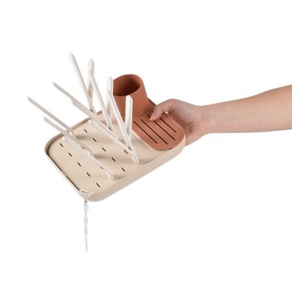 Beaba - Abtropfgestell für Flaschen beige/orange