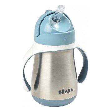 Beaba - Isolierbecher mit Strohhalm, 250 ml, blau