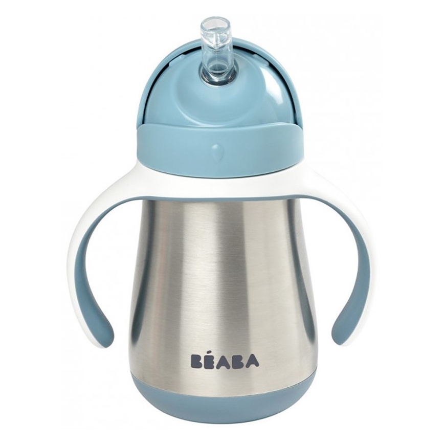 Beaba - Isolierbecher mit Strohhalm, 250 ml, blau