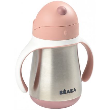 Beaba - Thermo-Isolierbecher mit Strohhalm 250 ml rosa