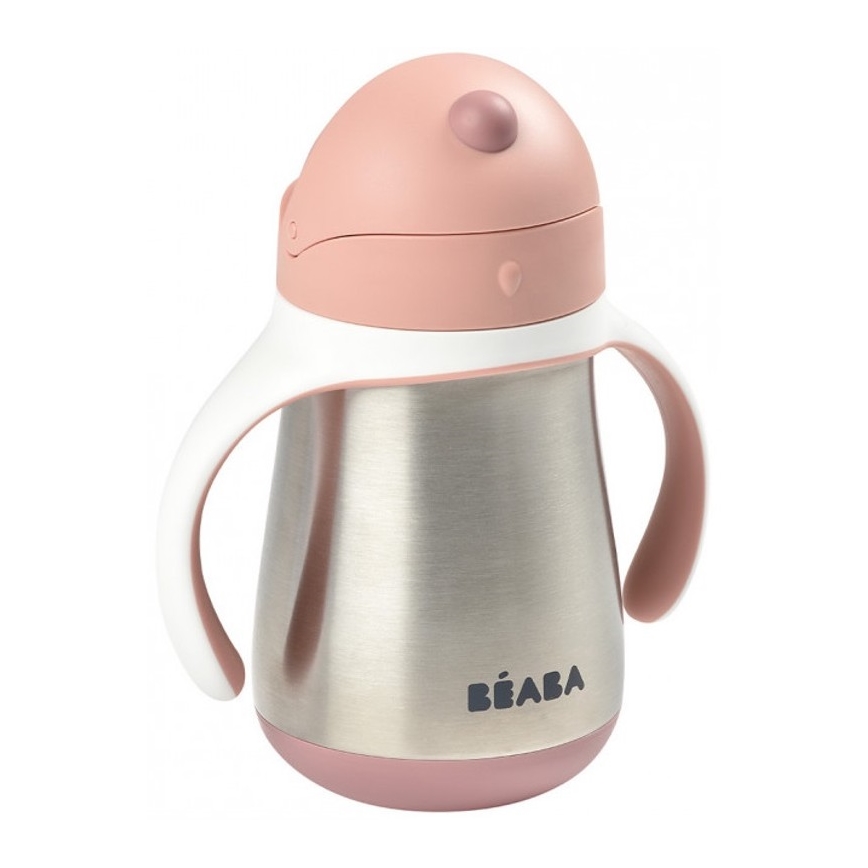 Beaba - Thermo-Isolierbecher mit Strohhalm 250 ml rosa