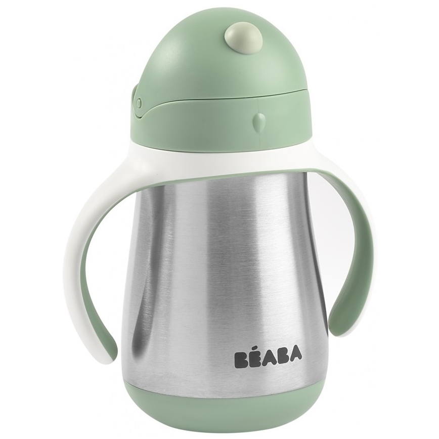 Beaba - Isolierter Trinkbecher mit Strohhalm, 250 ml, grün