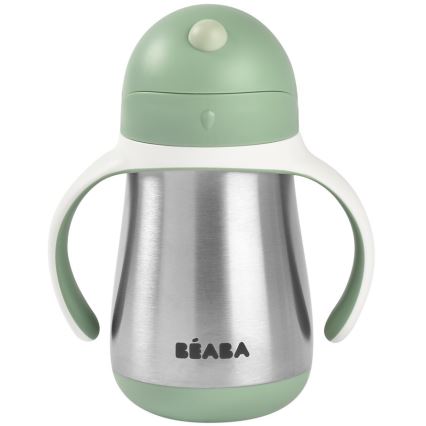Beaba - Isolierter Trinkbecher mit Strohhalm, 250 ml, grün