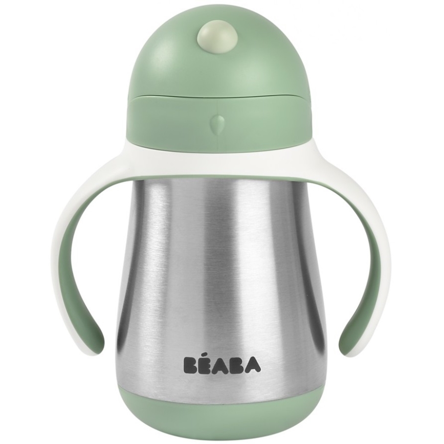 Beaba - Isolierter Trinkbecher mit Strohhalm, 250 ml, grün