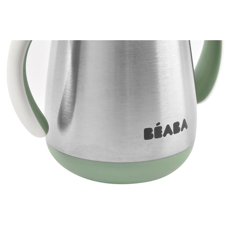 Beaba - Isolierter Trinkbecher mit Strohhalm, 250 ml, grün