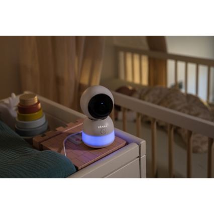 Beaba - Intelligentes, wiederaufladbares Babyphone mit Monitor ZEN NIGHT, 720p, 5 V, 4000 mAh, Wi-Fi, weiß