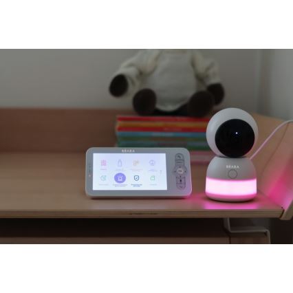 Beaba - Intelligentes, wiederaufladbares Babyphone mit Monitor ZEN NIGHT, 720p, 5 V, 4000 mAh, Wi-Fi, weiß