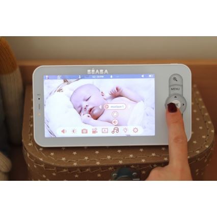 Beaba - Intelligentes, wiederaufladbares Babyphone mit Monitor ZEN NIGHT, 720p, 5 V, 4000 mAh, Wi-Fi, weiß