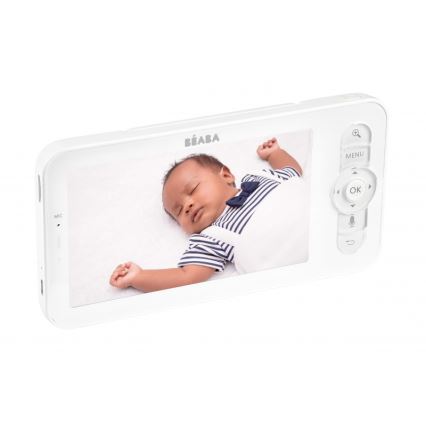 Beaba - Intelligentes, wiederaufladbares Babyphone mit Monitor ZEN NIGHT, 720p, 5 V, 4000 mAh, Wi-Fi, weiß
