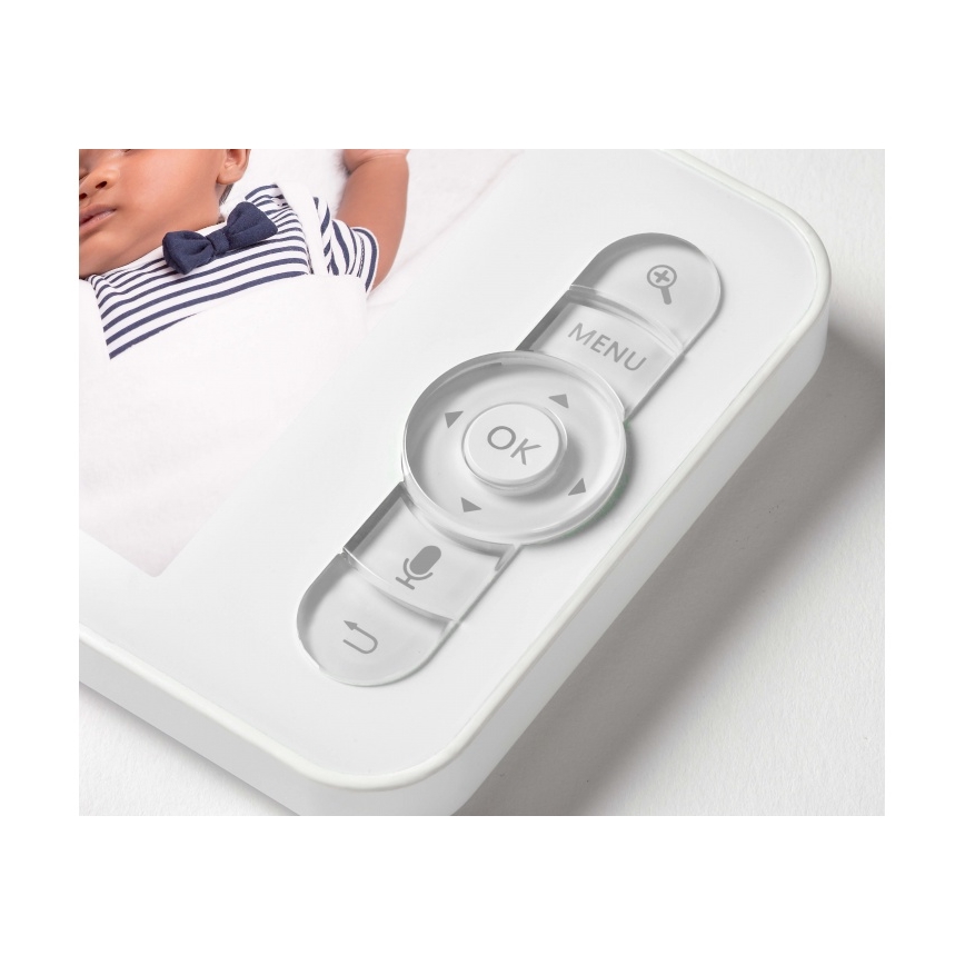 Beaba - Intelligentes, wiederaufladbares Babyphone mit Monitor ZEN NIGHT, 720p, 5 V, 4000 mAh, Wi-Fi, weiß
