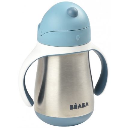 Beaba - Thermo-Isolierbecher mit Strohhalm 250 ml blau