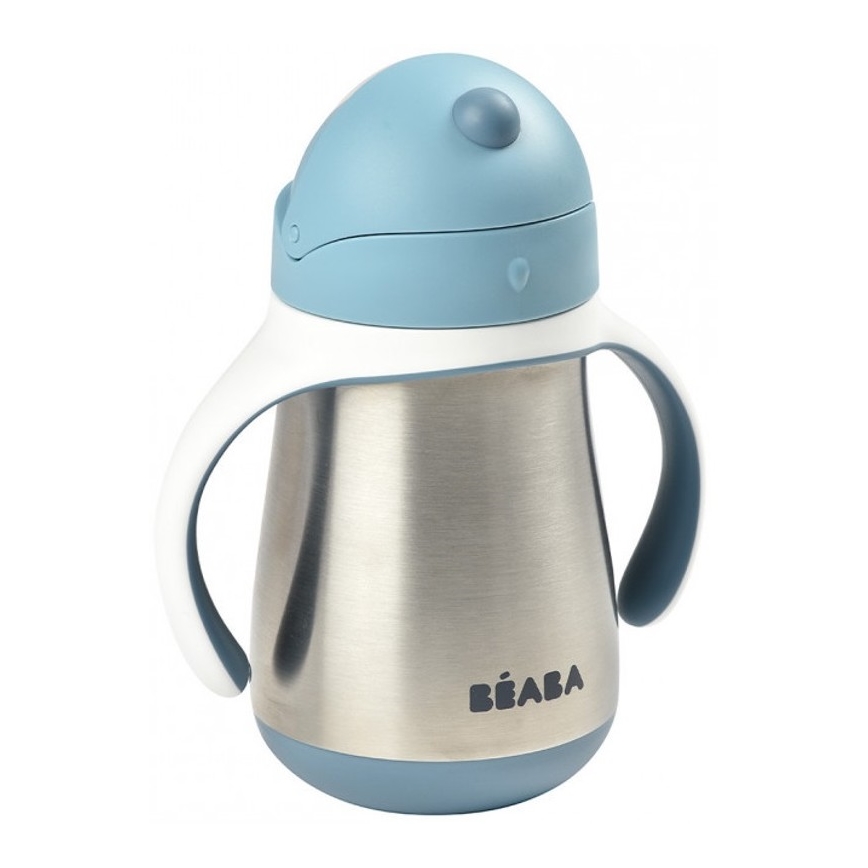 Beaba - Thermo-Isolierbecher mit Strohhalm 250 ml blau