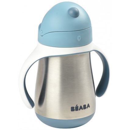 Beaba –  Thermoisolierter Becher mit Strohhalm 250 ml blau