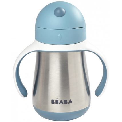 Beaba –  Thermoisolierter Becher mit Strohhalm 250 ml blau