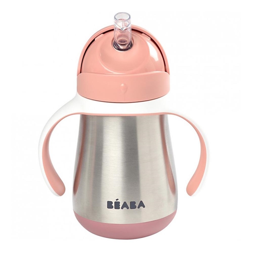 Beaba - Thermoisolierter Becher mit Strohhalm 250 ml rosa