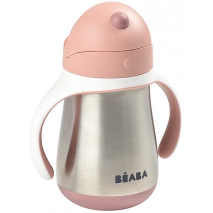 Beaba - Thermoisolierter Becher mit Strohhalm 250 ml rosa