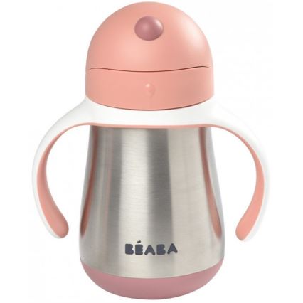 Beaba - Thermoisolierter Becher mit Strohhalm 250 ml rosa