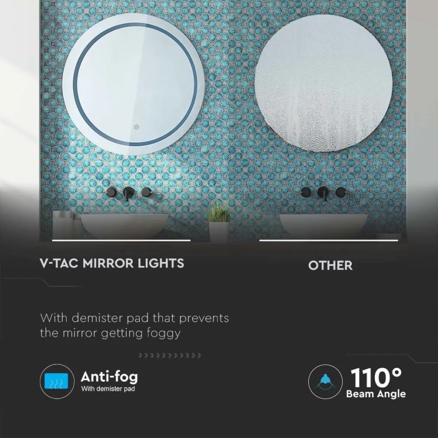 Beheizter LED-Badezimmerspiegel mit Hintergrundbeleuchtung LED/25W/230V IP44 3000K/4000K/6400K