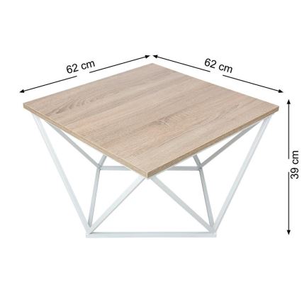 Beistelltisch CURVED 62x62 cm weiß/braun