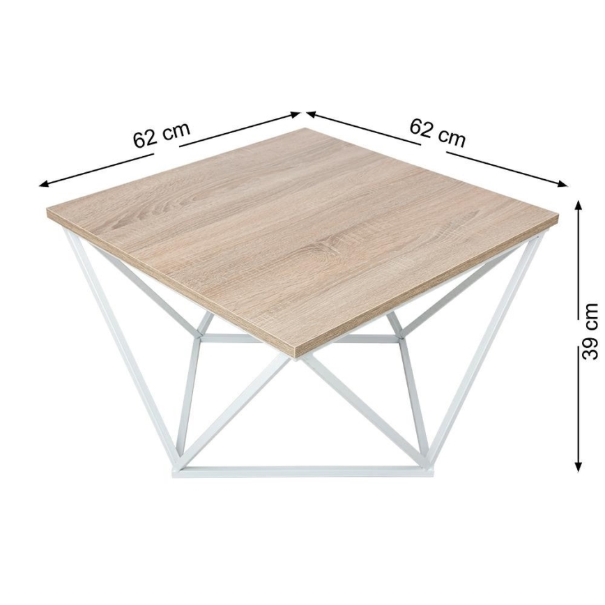 Beistelltisch CURVED 62x62 cm weiß/braun