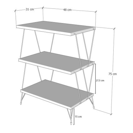 Beistelltisch LAZANDOS 75x48 cm braun/schwarz