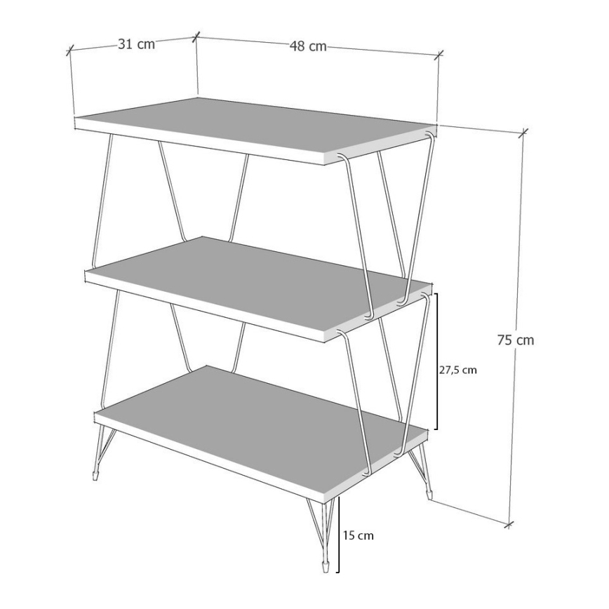 Beistelltisch LAZANDOS 75x48 cm braun/schwarz