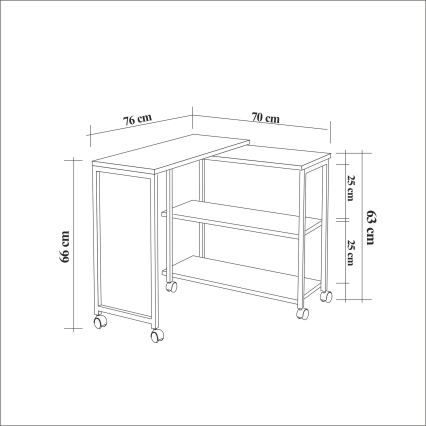 Beistelltisch MELIN 63x70 cm braun/schwarz