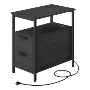 Beistelltisch mit integrierten Steckdosen und USB-Anschlüssen ROD schwarz