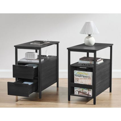 Beistelltisch mit integrierten Steckdosen und USB-Anschlüssen ROD schwarz