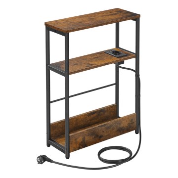 Beistelltisch mit integrierter Steckdose und USB-Anschlüssen ROD Braun/Schwarz