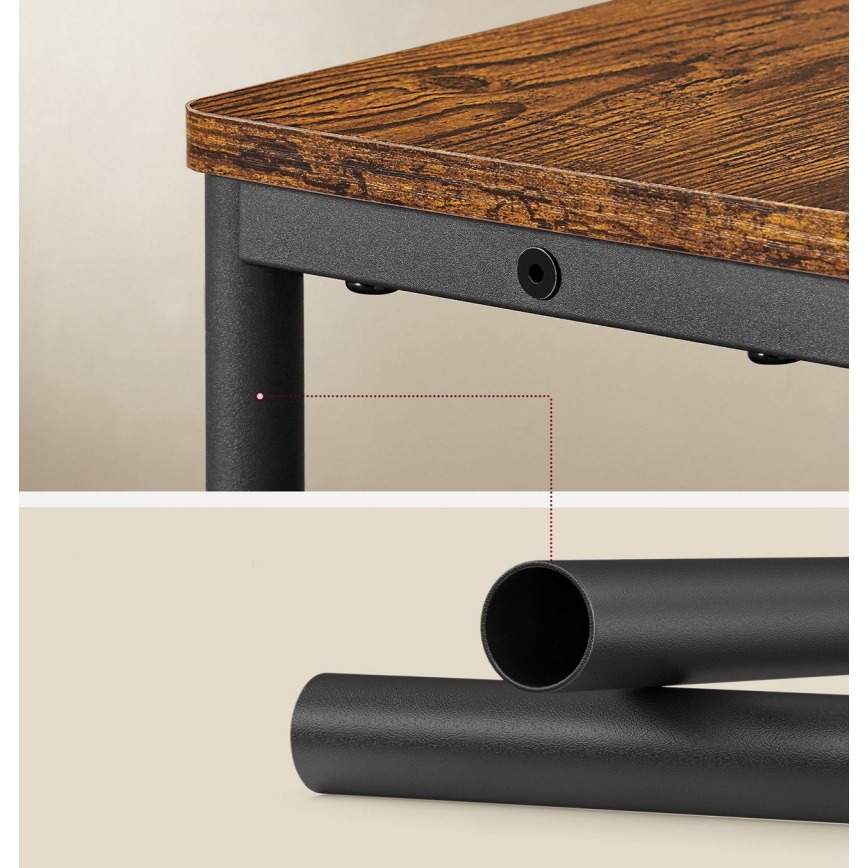 Beistelltisch mit integrierter Steckdose und USB-Anschlüssen ROD Braun/Schwarz