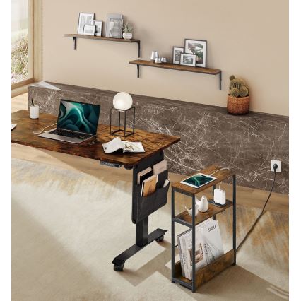 Beistelltisch mit integrierter Steckdose und USB-Anschlüssen ROD Braun/Schwarz